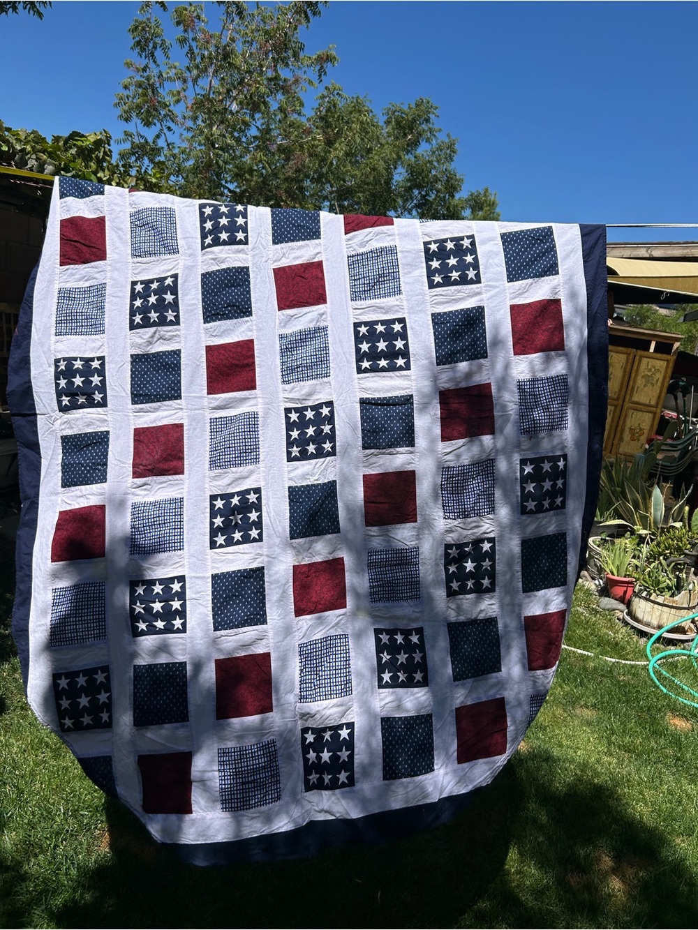 Vtg handmade American Star Patchwork - Red, White & Blue🇺🇸